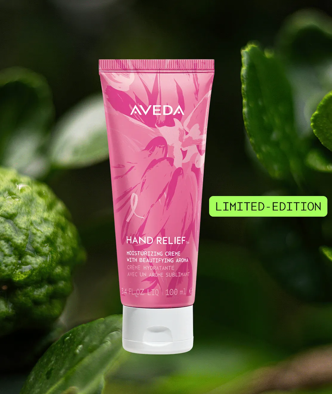 - Spa Bleü in West Dundee, St. Charles and South Barrington, IL A pink tube of Aveda Hand Relief moisturizing creme is shown among green leaves, with a “Limited-Edition” label to the right. - Spa Bleü in West Dundee, St. Charles and South Barrington, IL